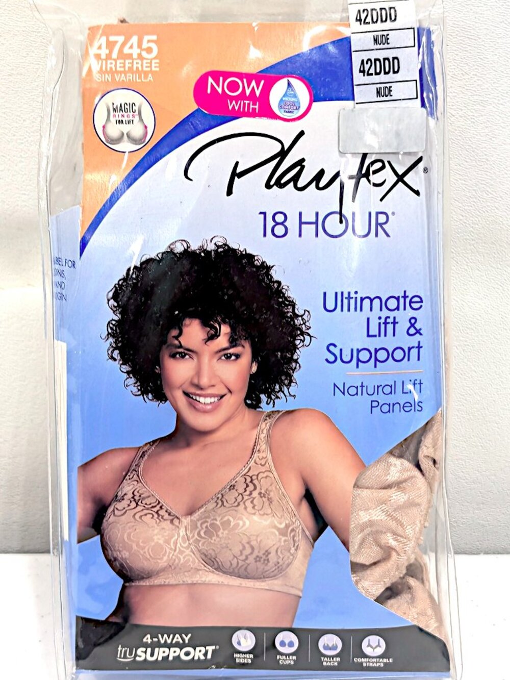 Playtex 18 Hour 42DDD Nude Wireless Lift and Support Bra 4745